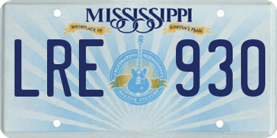 MS license plate LRE930