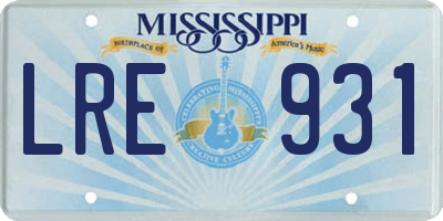 MS license plate LRE931