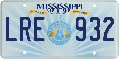 MS license plate LRE932