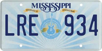MS license plate LRE934