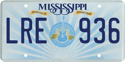 MS license plate LRE936
