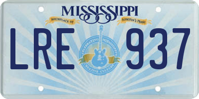 MS license plate LRE937