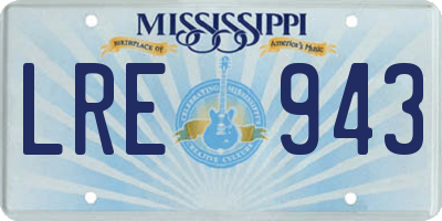 MS license plate LRE943