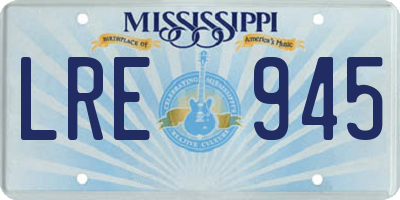 MS license plate LRE945