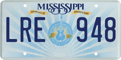 MS license plate LRE948