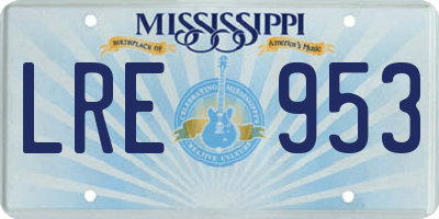 MS license plate LRE953