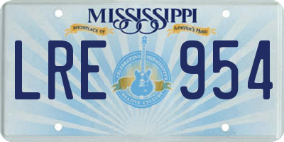 MS license plate LRE954