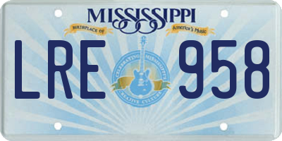 MS license plate LRE958