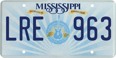 MS license plate LRE963