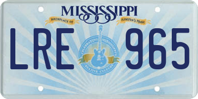 MS license plate LRE965