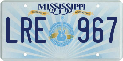 MS license plate LRE967