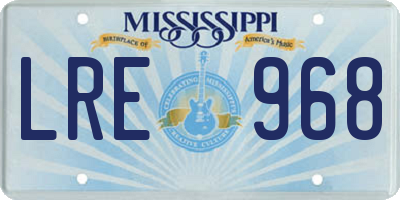 MS license plate LRE968