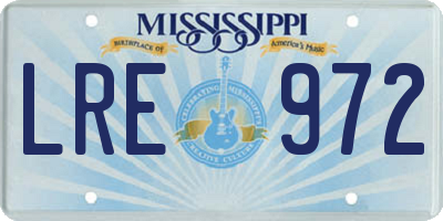 MS license plate LRE972