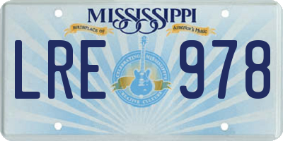 MS license plate LRE978