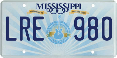 MS license plate LRE980