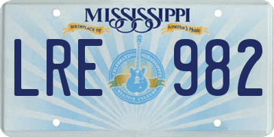 MS license plate LRE982