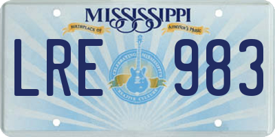 MS license plate LRE983