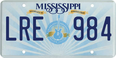 MS license plate LRE984