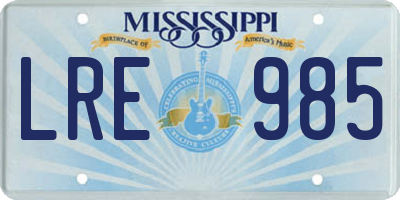 MS license plate LRE985
