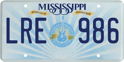 MS license plate LRE986
