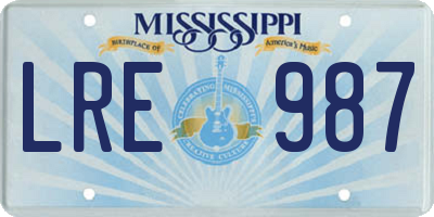 MS license plate LRE987