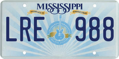 MS license plate LRE988