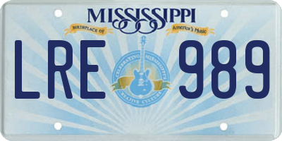 MS license plate LRE989