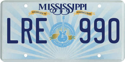 MS license plate LRE990
