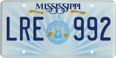 MS license plate LRE992