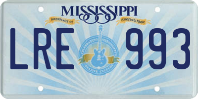 MS license plate LRE993