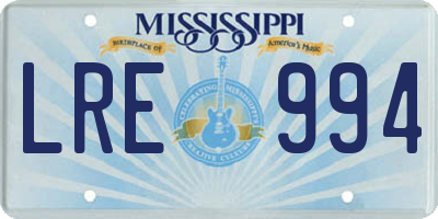 MS license plate LRE994