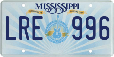 MS license plate LRE996