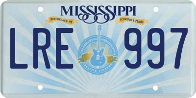 MS license plate LRE997