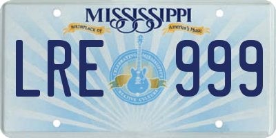 MS license plate LRE999
