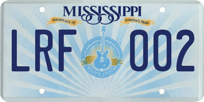 MS license plate LRF002