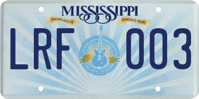 MS license plate LRF003