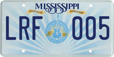 MS license plate LRF005