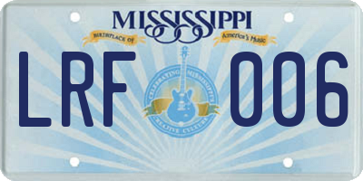 MS license plate LRF006