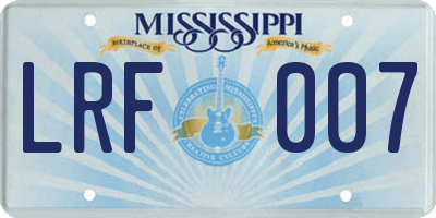 MS license plate LRF007
