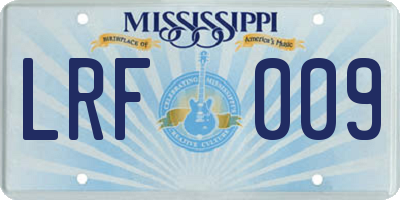 MS license plate LRF009