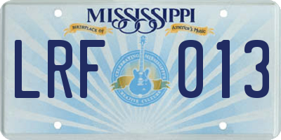 MS license plate LRF013