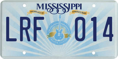 MS license plate LRF014
