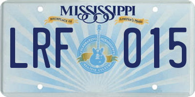 MS license plate LRF015