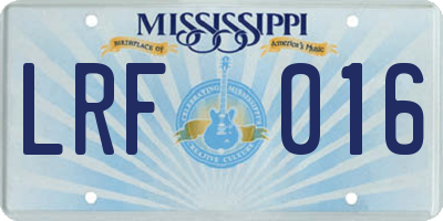 MS license plate LRF016