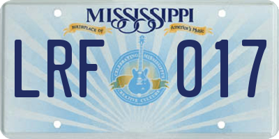MS license plate LRF017