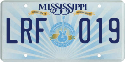 MS license plate LRF019