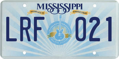 MS license plate LRF021