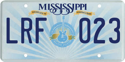MS license plate LRF023