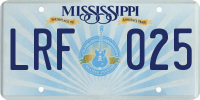 MS license plate LRF025