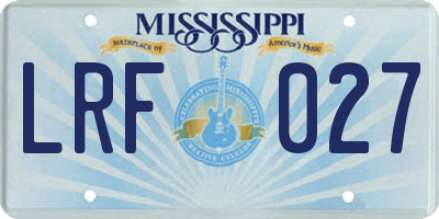 MS license plate LRF027